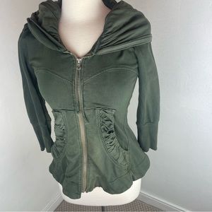 Olive Green Women's Zip Hoodie Sweatshirt